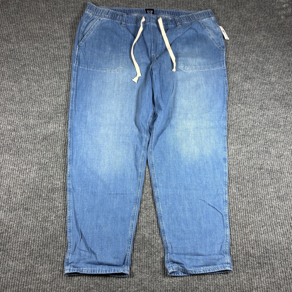 GAP Joggers Women's XXL Blue Denim Elastic Waist Drawstring NWT Comfort Stretch